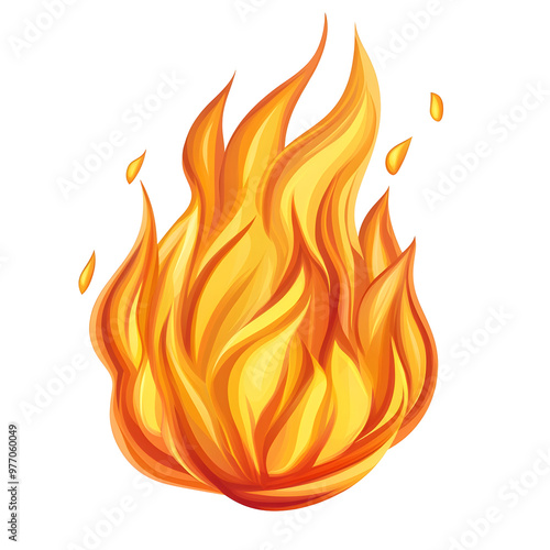 Vibrant Cartoon Style Fire Flames with Bright Colors and Energetic Movement