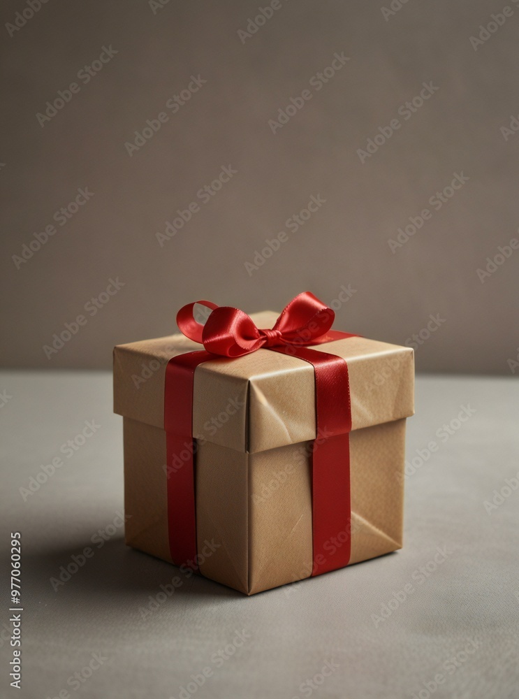 Obraz premium red gift box with ribbon