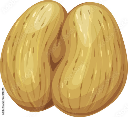 Coco de mer nut or sea coconut, uncommon plant seed kernel for food, vector icon. Uncommon tropical nuts of Seychelles, Lodoicea or Coco de mer and or sea coconut peeled for edible seed foodstuff