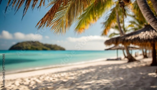 Tropical beach holiday background with depth of field for a warm and exotic festive getaway