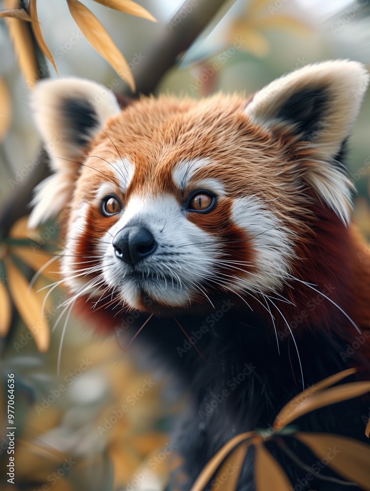 Red Panda, Ailurus fulgens, Lesser Panda Close Up Portrait in Tropical Forest Red Panda, Ailurus fulgens, Lesser Panda Close Up Portrait in Tropical Forest