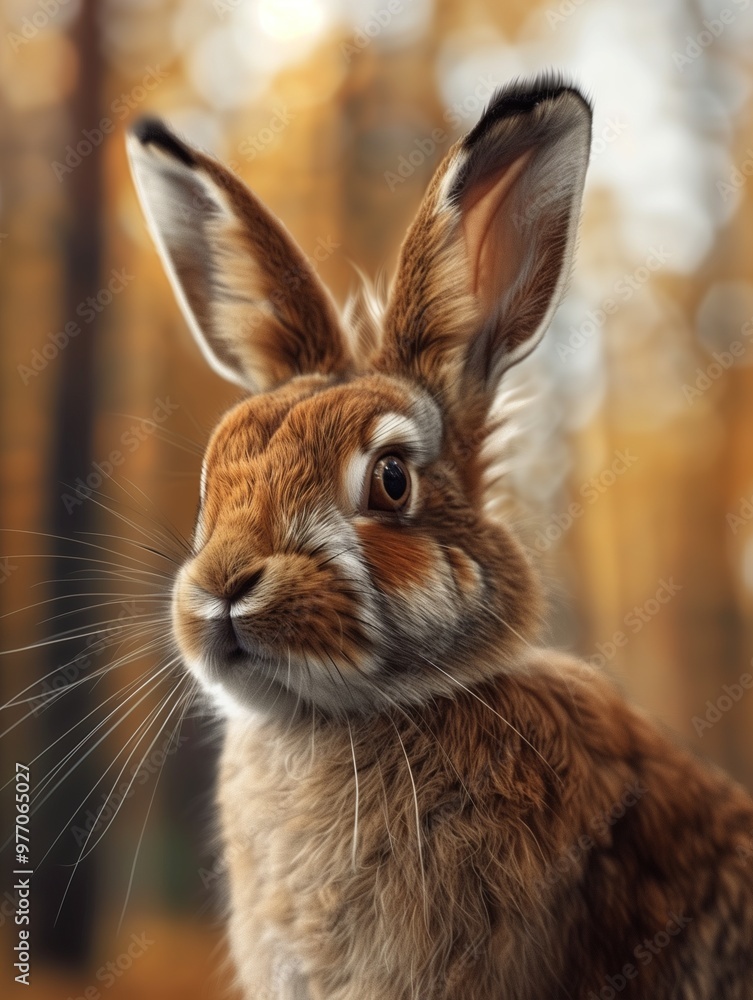 Rabbit, Hare, Bunny Close Up in Forest Wildlife Rabbit, Hare, Bunny Close Up in Forest Wildlife