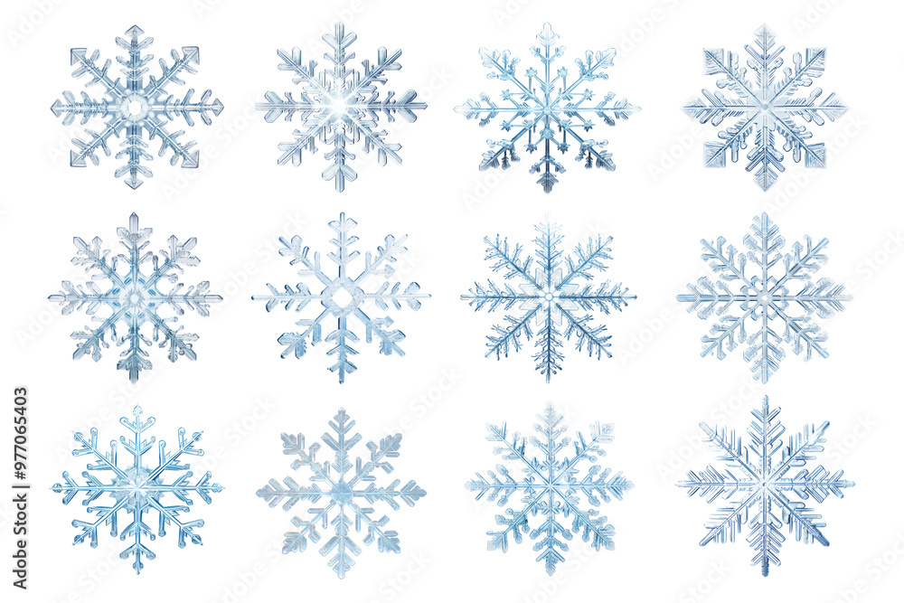 PNG snowflake element set, transparent background PNG snowflake element set, transparent background
