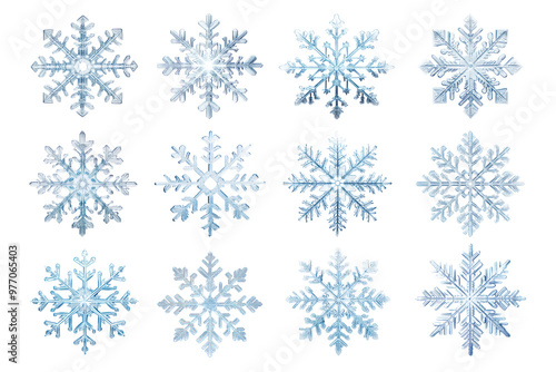 PNG snowflake element set, transparent background