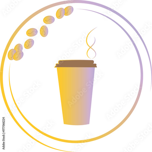 Vector, illustration, coffee, coffee glass, grains, drink, logo, dishes, for brochure, for poster, for business card, for website