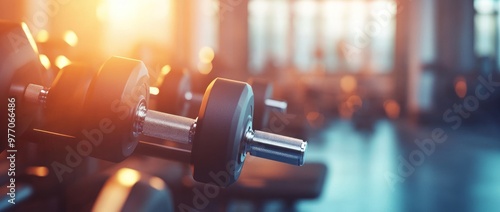 Close-up of Dumbbells in a Fitness Center photo