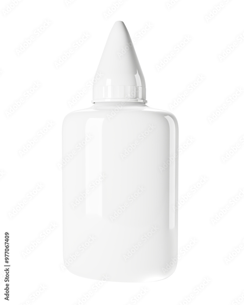White plastic glue bottle with a pointed cap. 3D render White plastic glue bottle with a pointed cap. 3D render