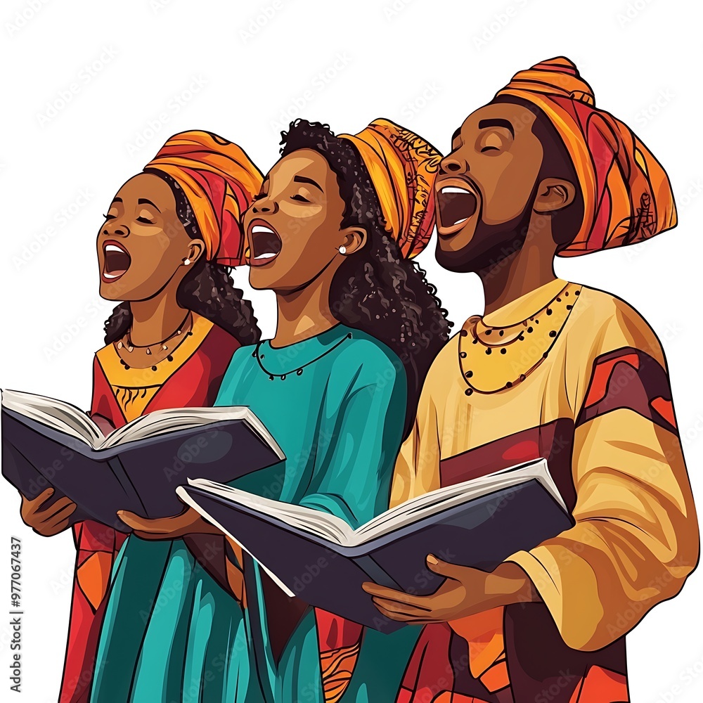 Fototapeta premium African Choir Singing From a Book.