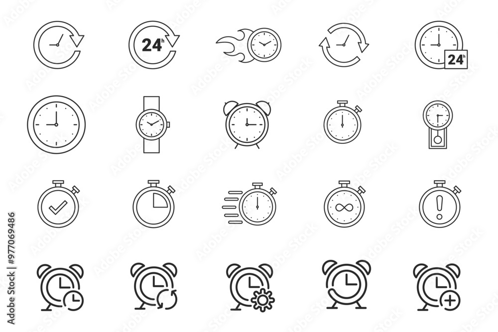 set of clocks time icons . vector set of clocks time icons . vector