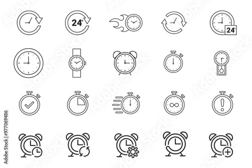 set of clocks time icons . vector