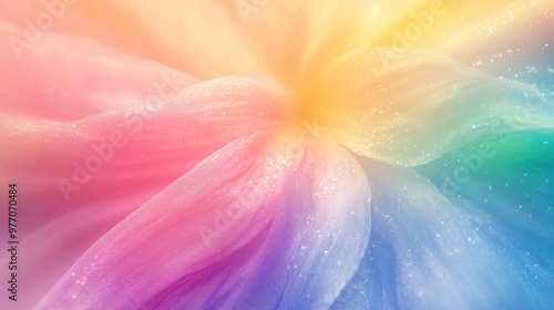 Abstract Rainbow Flower Petals with Sparkling Glitter and Soft Pastel Colors