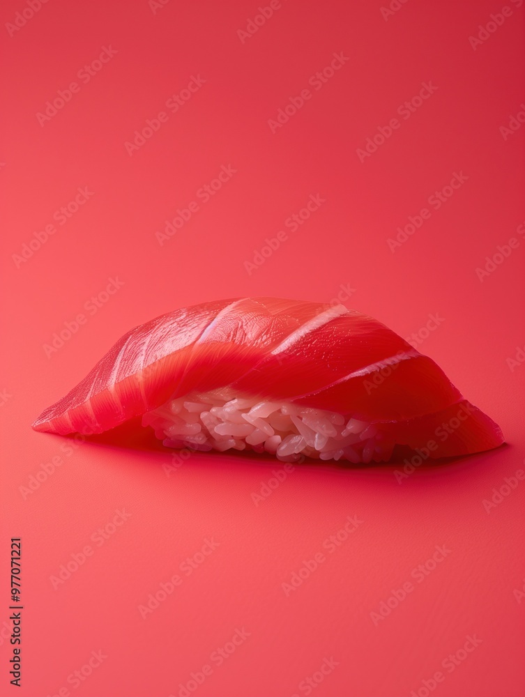 Engawa sushi on a bold solid color background, minimalistic composition Engawa sushi on a bold solid color background, minimalistic composition
