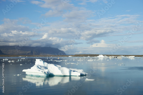 Glacier Lagoon Landscape with blue ice in Iceland photo