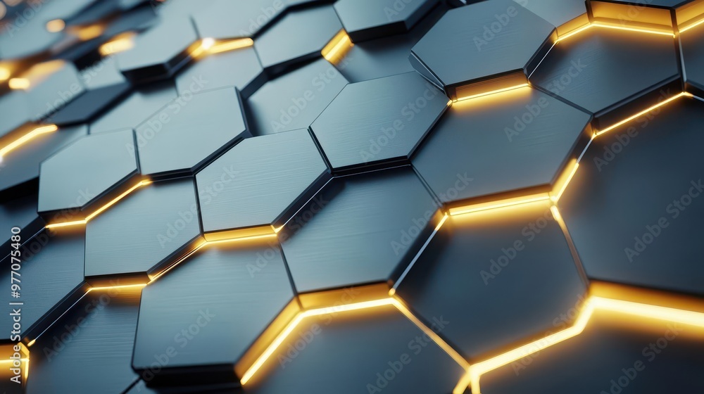 Glowing hexagonal tiles covering a building's facade, softly illuminating the surroundings, futuristic architecture, Futuristic Building Facade Glowing hexagonal tiles covering a building's facade, softly illuminating the surroundings, futuristic architecture, Futuristic Building Facade