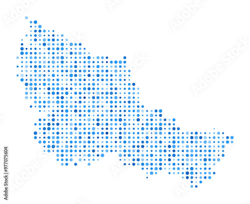 Belle Ile Dot Map. Island Digital Style Shape. Belle Ile vector image. Island shape with blue circular dots. Amazing vector illustration.