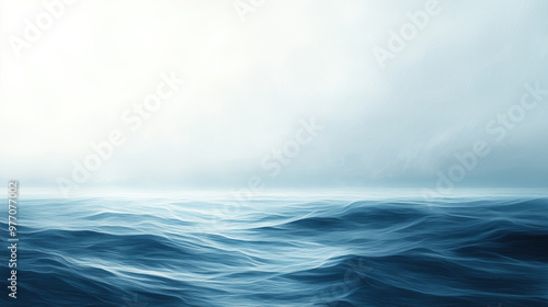 Dark blue ocean waves crashing under cloudy sky background