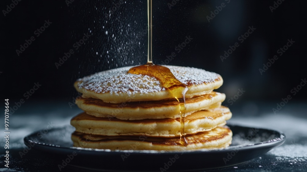 custom made wallpaper toronto digitalA stack of fluffy vanilla pancakes with a drizzle of syrup and a dusting of powdered sugar.