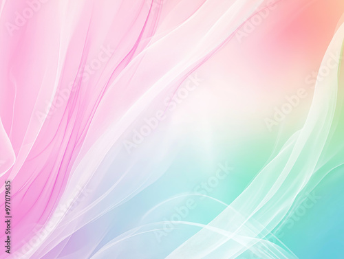 Abstract pastel background with flowing wavy texture, in rainbow gradient from pink to blue