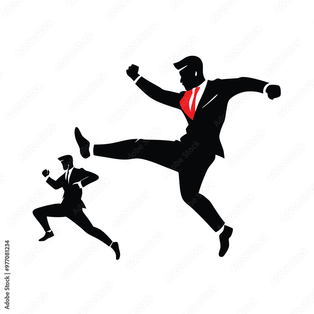 a man in a fighting stance, vector silhouette, a man in a fighting stance, vector silhouette,