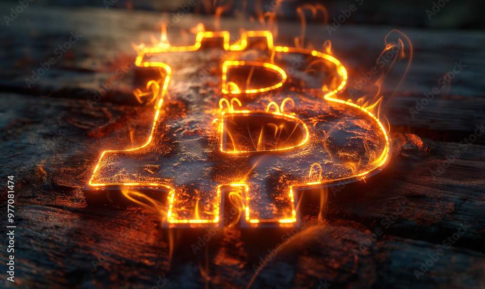 A bright Bitcoin symbol glows on a dark surface, representing the world of cryptocurrency and its impact on the market. A bright Bitcoin symbol glows on a dark surface, representing the world of cryptocurrency and its impact on the market.