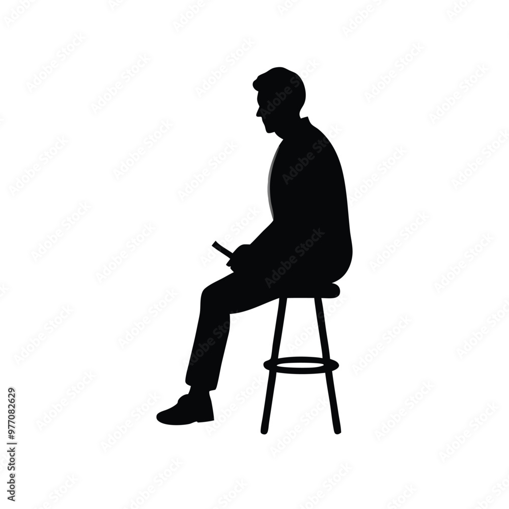a men sitting on a chair and stool, vector silhouette illustration, isolated white background a men sitting on a chair and stool, vector silhouette illustration, isolated white background
