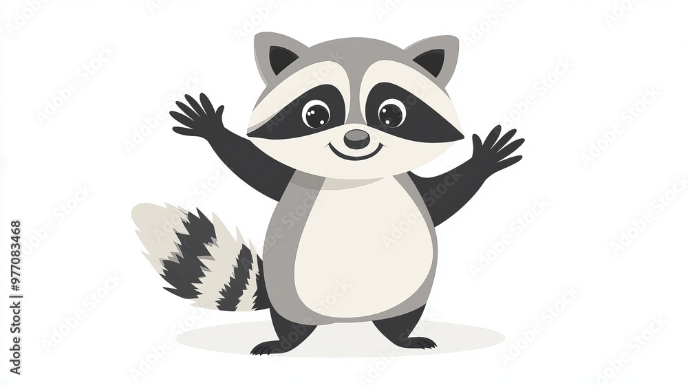 A friendly raccoon cartoon waving its hand. This cute illustration is perfect for animal-themed designs. A friendly raccoon cartoon waving its hand. This cute illustration is perfect for animal-themed designs.