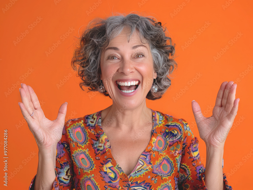 Happy 57 year old woman. Happy 57 year old woman.