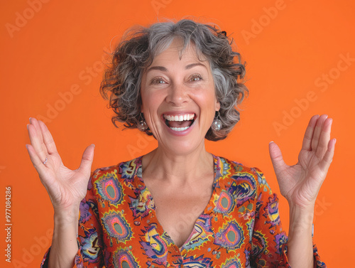 Happy 57 year old woman.