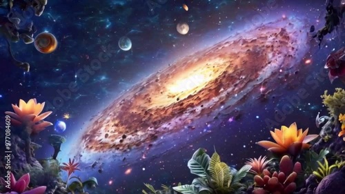 Celestial Galaxy with Planets photo