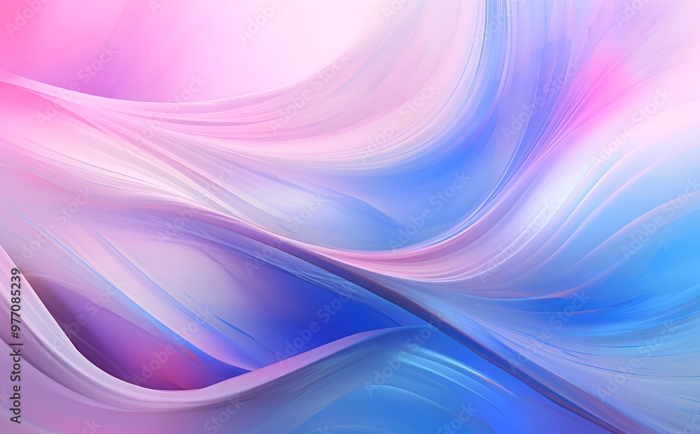 Obraz premium 3d rendering Curve Silver Holographic Fluid Liquid Wallpaper. Purple Metal Color Swirl Gradient Mesh. Violet Vivid Vibrant Smooth Surface. Blurred Water Multicolor Gradient Background