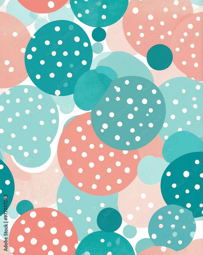 Coral and teal pastel polka dot design Coral and teal pastel polka dot design