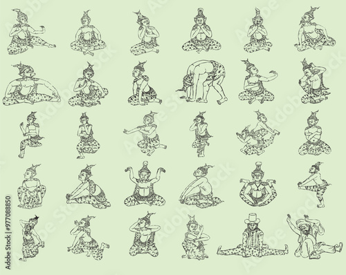 Set No 3 for 30 ancient Thai yoga stretching poses
