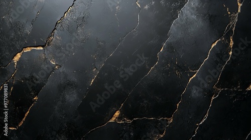 Black Marble with Golden Veins Texture