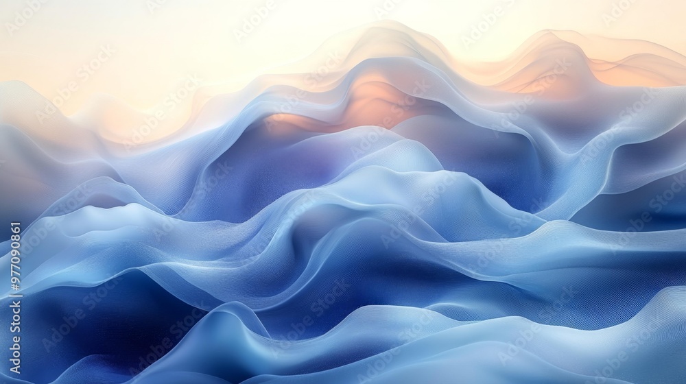 Abstract Flowing Layers of Soft Blue and Orange Hues Generative AI Abstract Flowing Layers of Soft Blue and Orange Hues Generative AI