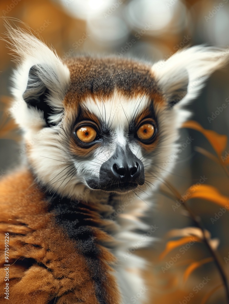 Obraz premium Close Up of Lemur in Wilderness, Tropical Forest Primate