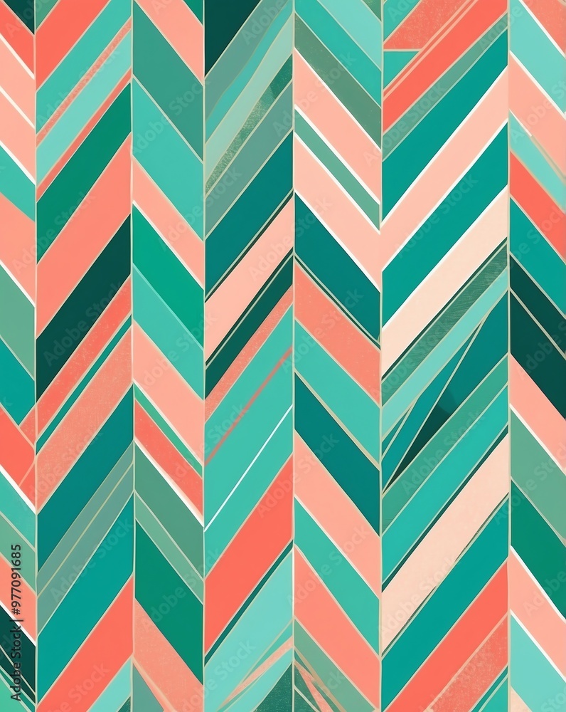 Green to coral pastel herringbone abstract Green to coral pastel herringbone abstract