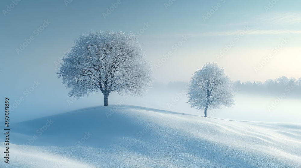 Winter Landscape with Snow-Covered Trees Generative AI Winter Landscape with Snow-Covered Trees Generative AI