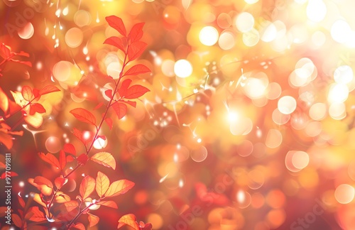 autumn natural bokeh with sun for background or backdrop	
