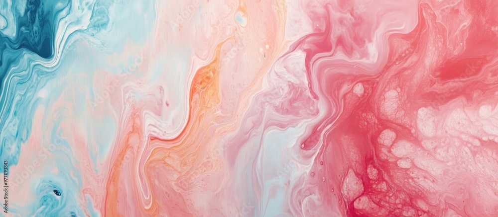 Fototapeta premium Abstract acrylic background featuring a marble effect Textured paint strokes on paper create a unique wallpaper suitable for web and game design Macro view of a hand painted canvas artwork with a