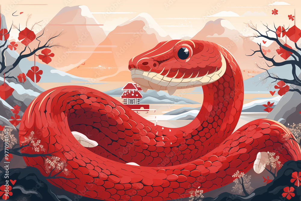 Chinese New Year 2025 'The Year of Snake' Background for design Chinese New Year 2025 'The Year of Snake' Background for design