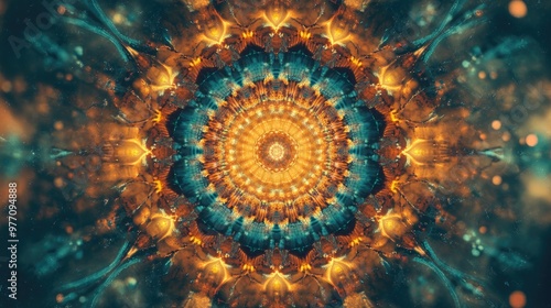 Surreal geometric kaleidoscope blending Dynamic fantasy mandala with enchanting motion for versatile applications photo