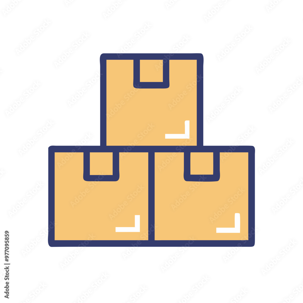 Yellow and Brown Shipping Boxes Icon, Packaging Yellow and Brown Shipping Boxes Icon, Packaging