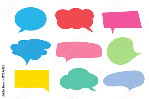 Speed bubble color text icons set on white background.