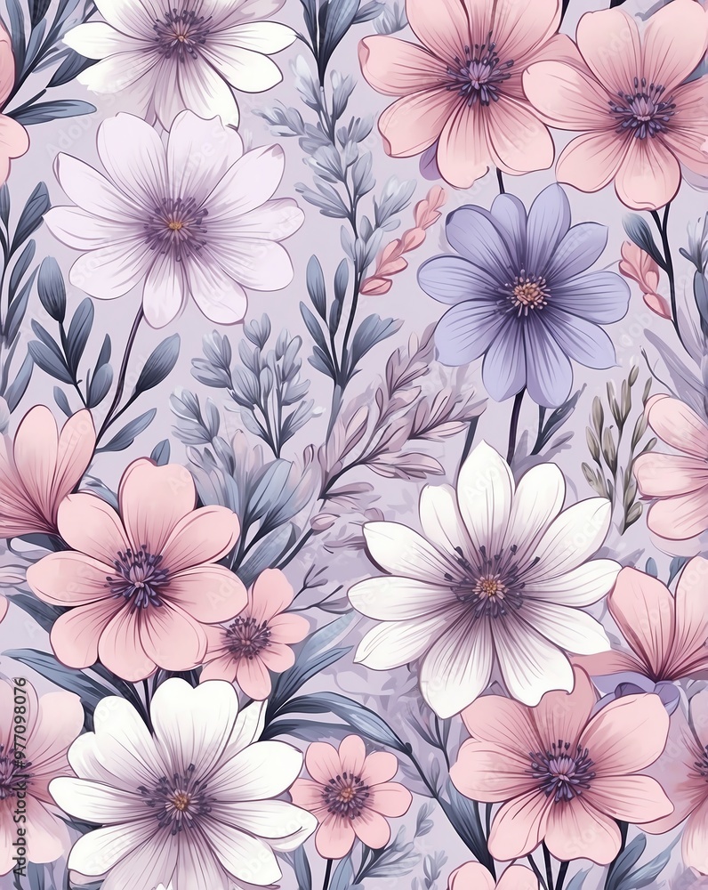 Smooth pastel pink and lavender floral design Smooth pastel pink and lavender floral design