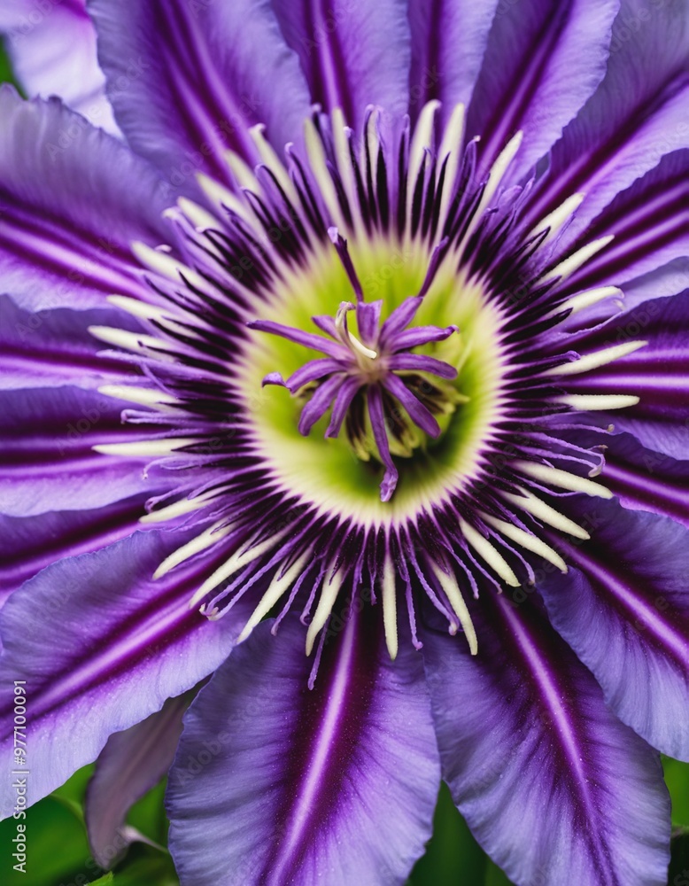 Obraz premium Purple starshaped flower with yellow center