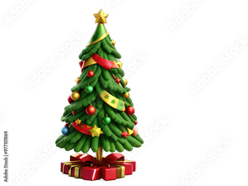 Christmas tree isolated on transparent background,decorated christmas tree