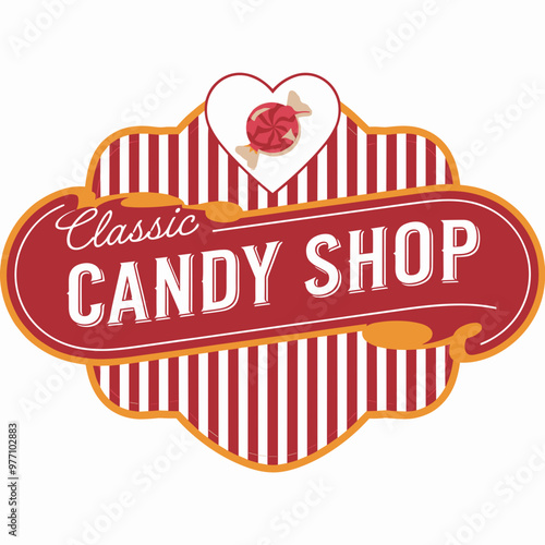 Classic Candy Shop Sign with Red and White Stripes