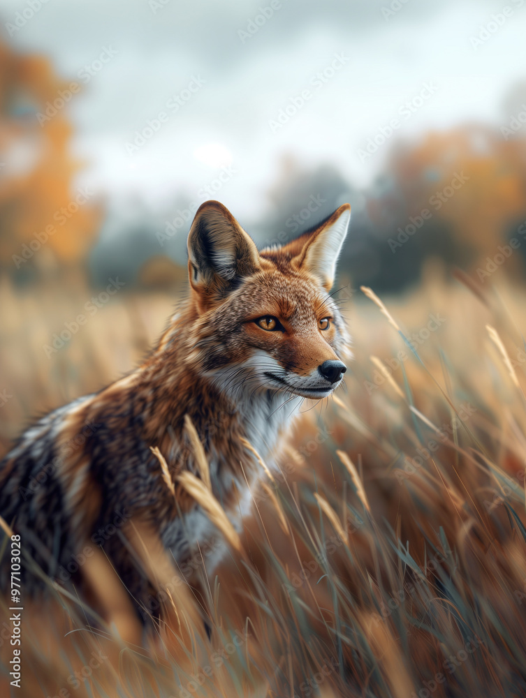 Close up Portrait of Golden Jackal, Canis aureus, in the Wild Close up Portrait of Golden Jackal, Canis aureus, in the Wild