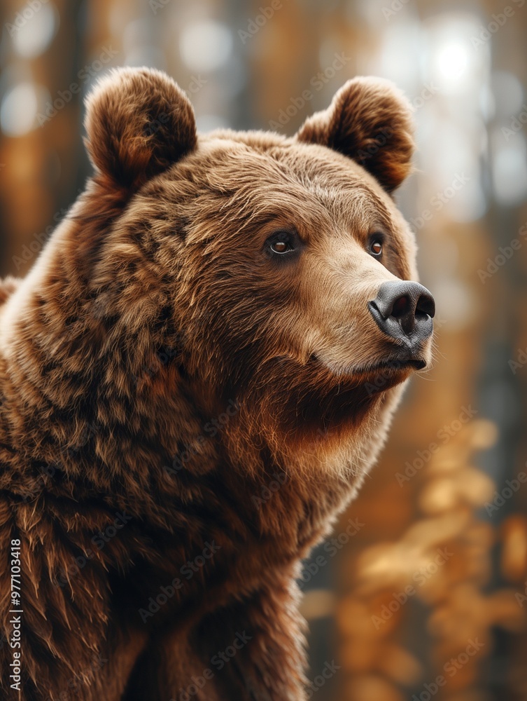 Fototapeta premium Grizzly Bear Close Up in Forest Setting