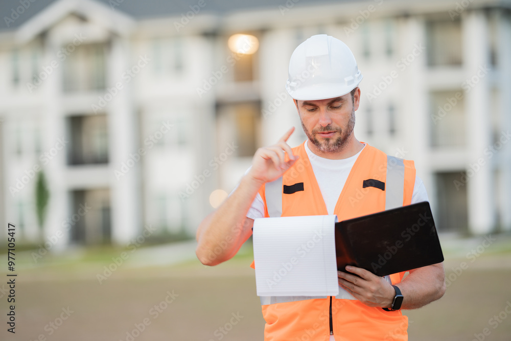 Construction worker having coffee break on construction site.Builder in helmet. Worker in hardhat. Portrait mechanical worker in construction helmet. Engineer builder foreman or repairman. Construction worker having coffee break on construction site.Builder in helmet. Worker in hardhat. Portrait mechanical worker in construction helmet. Engineer builder foreman or repairman.